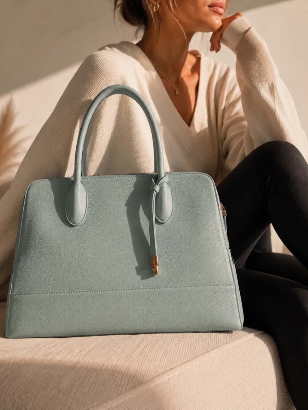 Urban Expressions Mint Green Satchel Tote Purse Vegan Leather Gold Hardware